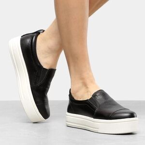 Anthropologie Raphaella Booz Black Soft Leather Platform Slip On Sneaker size 7